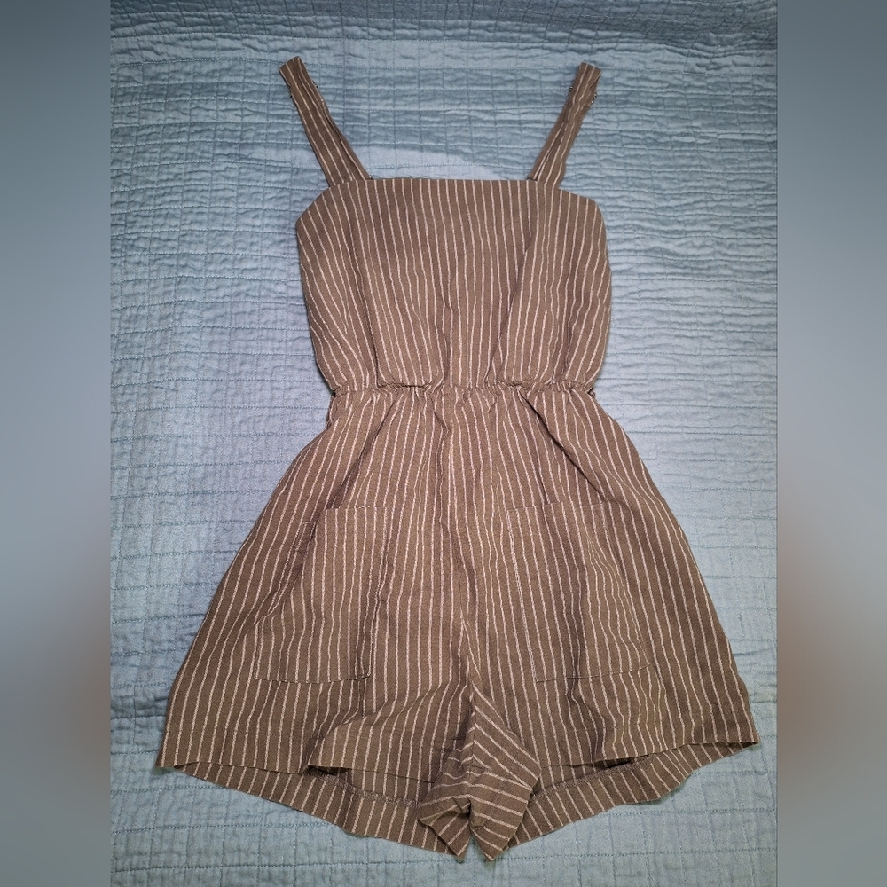 Purple Snow Pinstriped Romper Shorts Juniors/Teen Size Medium Olive Green